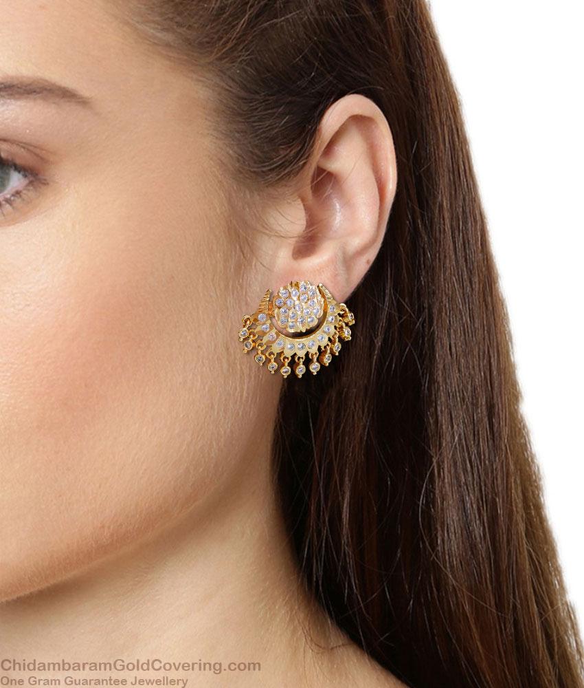 Beautiful Impon Design White Stone Dangler Earring For Women ER4845