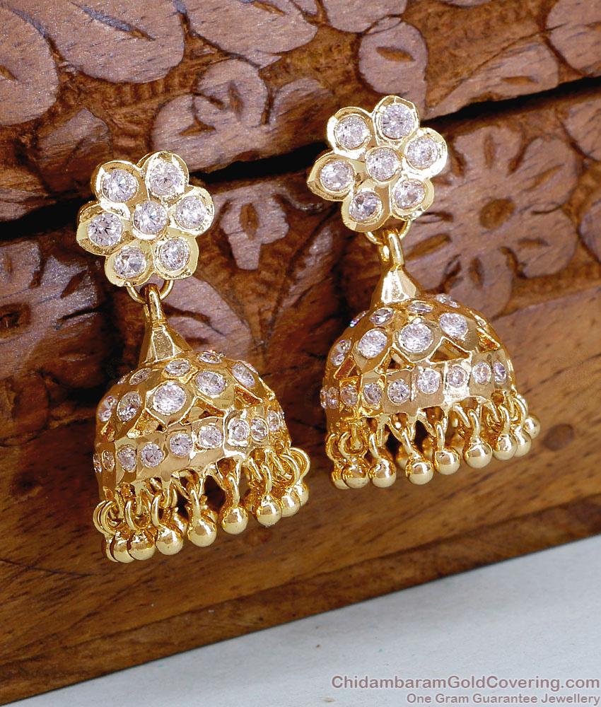 High Quality Gold Finish Jhumka Earring 5 Metal Jewelry For Brides ER4847