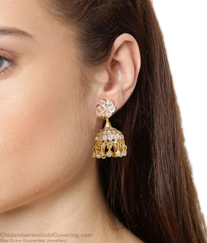 New Model Five Metal Jhumki Earring With Stone For Marriage ER4848 New Model Five Metal Jhumki Earring With Stone For Marriage ER4848