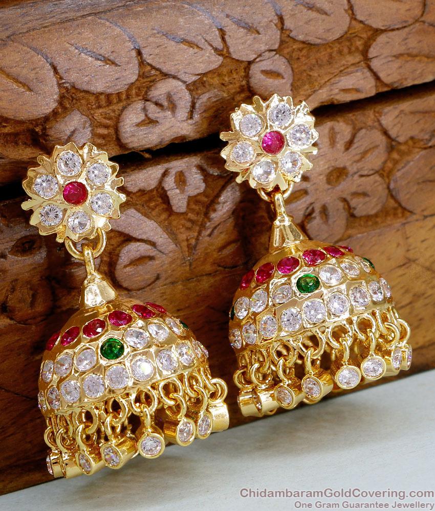 Real Impon Panchaloha Jhumki Multi Color Design For Wedding ER4850 Real Impon Panchaloha Jhumki Multi Color Design For Wedding ER4850