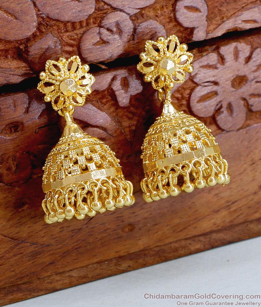 Elegant Gold Plated Flower Design Jhumkas For Wedding ER4856 Elegant Gold Plated Flower Design Jhumkas For Wedding ER4856