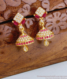 Stylish Ad Stone Fancy Gold Jhumki Earring For College Girls ER4858