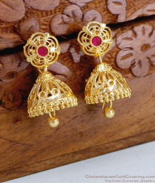 Simple Ruby Stone Jhumki Designs Regular Use Jewelry Online ER4861