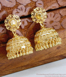 Latest Kerala Pattern Gold Plated Jhumki Kammal For Marriage ER4863