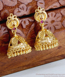 Attractive Single Ruby Stone Fancy Jhumkas For Women Wedding ER4869