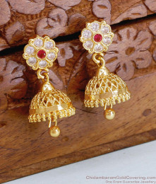 New Arrival One Gram Gold Stone Jhumki Earring With Price ER4870