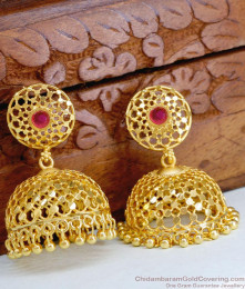 Big Two Gram Gold Wedding Jhumki Earring With Ruby Stone Design ER4872
