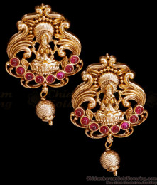 Small Lakshmi Design Ruby Stone Antique Earring Matt Finish ER4874 Small Lakshmi Design Ruby Stone Antique Earring Matt Finish ER4874