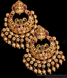 Chandbali Beautiful Kemp Stone Antique Earring Lakshmi Design ER4875