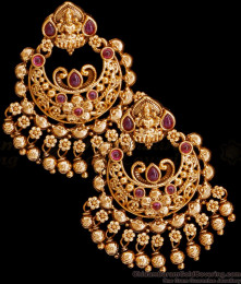 Traditional Chandbali Full Ruby Stone Gold Plated Antique Earring ER4876