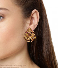 Traditional Chandbali Full Ruby Stone Gold Plated Antique Earring ER4876 Traditional Chandbali Full Ruby Stone Gold Plated Antique Earring ER4876