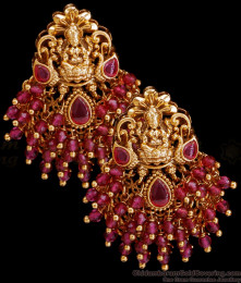 Stylish Full Ruby Crystal Beads Antique Earring Lakshmi Design ER4880
