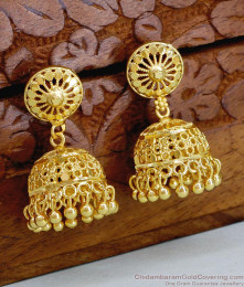 Real Gold Design 2 Gram Gold Jhumki Earring For Wedding ER4884