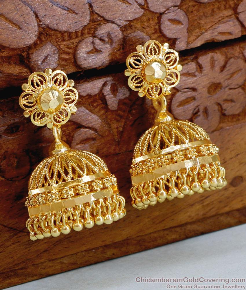 Pure Gold Tone Jhumki Earring Without Stone For Brides ER4885