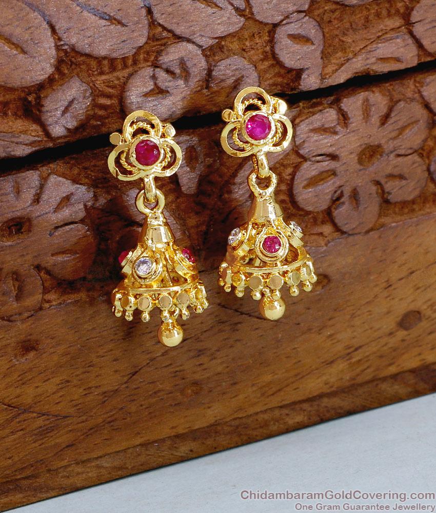 Regular Use Multi Stone Gold Jhumki Earring Shop Online ER4886