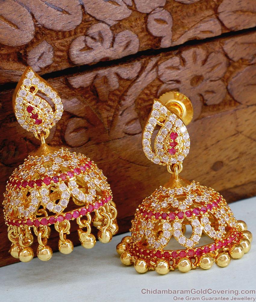 High Quality Mango Design Stone Jhumki Gold Plated Bridal Earring ER4892