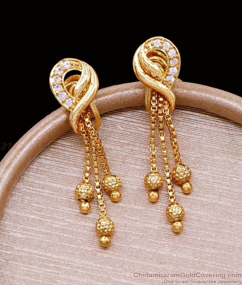 Beautiful White Stone Hanging Beads Design Gold Earring ER4899 Beautiful White Stone Hanging Beads Design Gold Earring ER4899