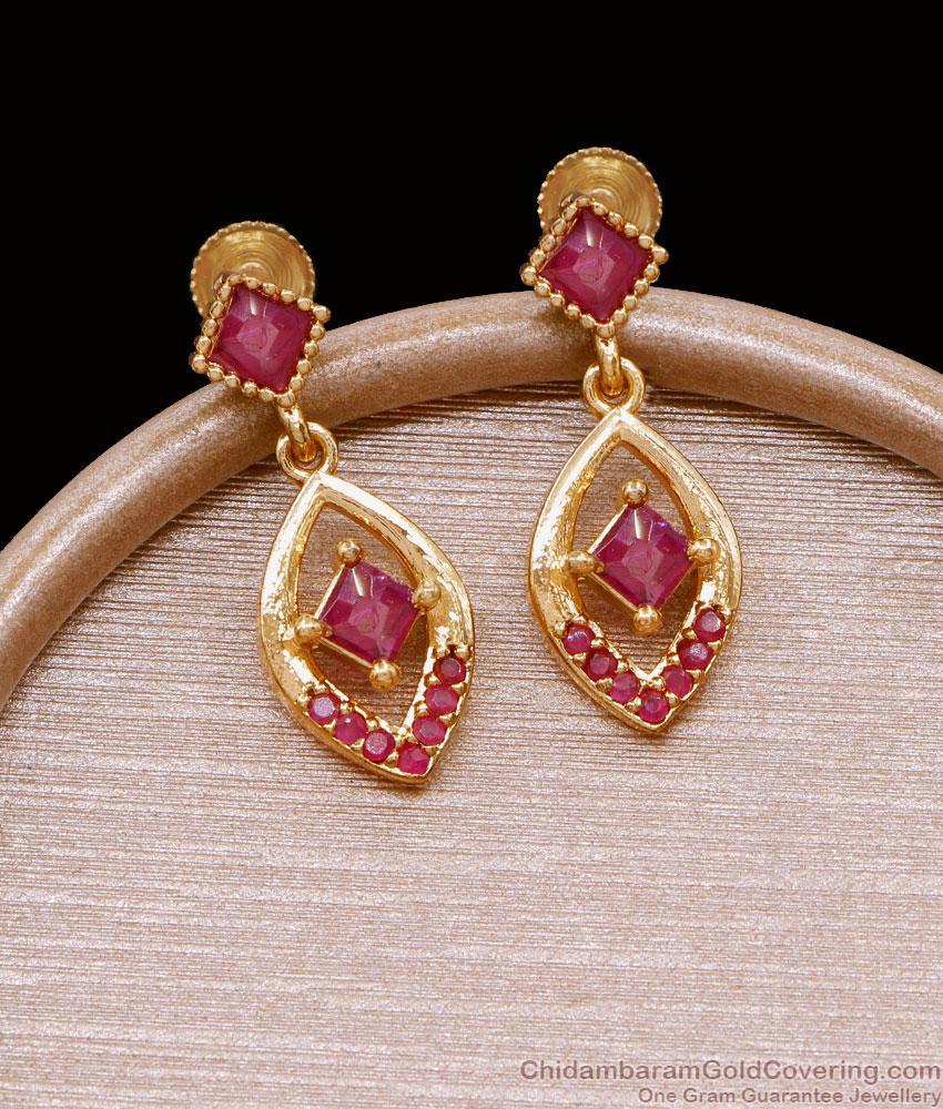 Semi Precious Ruby Stone Earring 1 Gram Gold Jewelry ER4901 Semi Precious Ruby Stone Earring 1 Gram Gold Jewelry ER4901