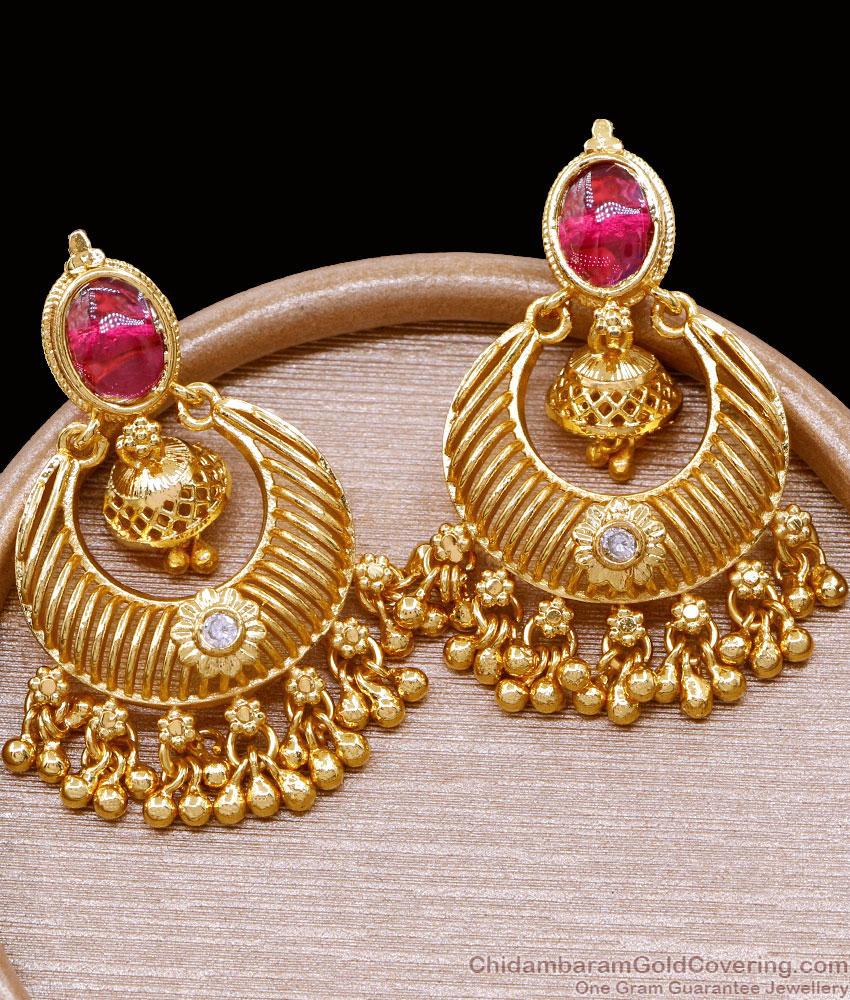 Bridal Wear Gold Plated Earring Chandaballi Pattern ER4902 Bridal Wear Gold Plated Earring Chandaballi Pattern ER4902
