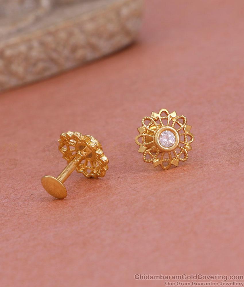 Buy Small White Stone 1 Gram Gold Stud Earring ER4904 Buy Small White Stone 1 Gram Gold Stud Earring ER4904