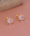 Single White Stone Gold Plated Stud Earring Shop Online ER4905 Single White Stone Gold Plated Stud Earring Shop Online ER4905