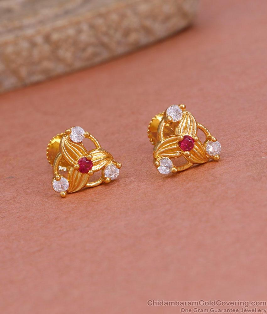 Elegant Look One Gram Gold Earring Stone Studs Online ER4907 Elegant Look One Gram Gold Earring Stone Studs Online ER4907