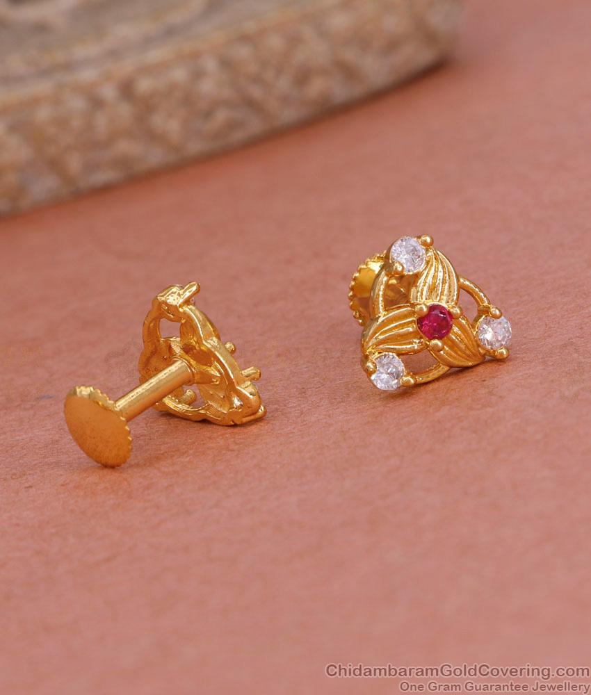 Elegant Look One Gram Gold Earring Stone Studs Online ER4907 Elegant Look One Gram Gold Earring Stone Studs Online ER4907