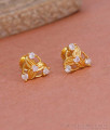White Ad Stone Fancy Gold Stud Screw Back Earring Design ER4908 White Ad Stone Fancy Gold Stud Screw Back Earring Design ER4908