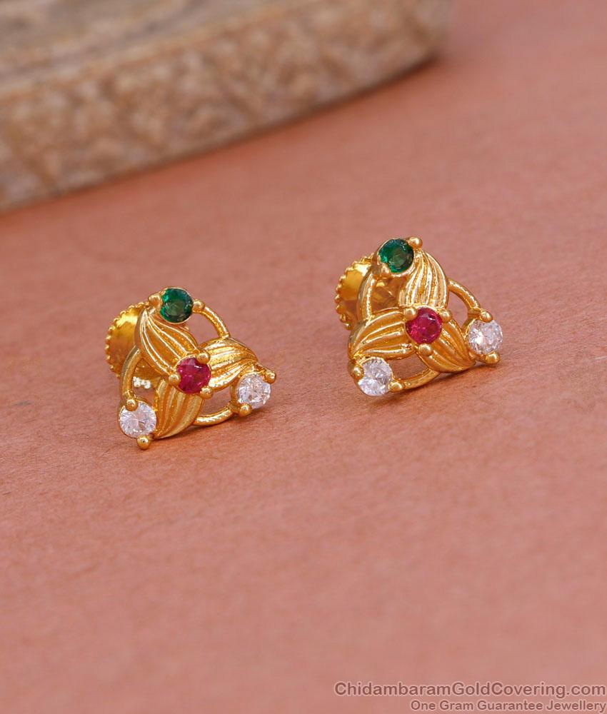 Buy Multi Stone Gold Plated Stud Earring For Women ER4909 Buy Multi Stone Gold Plated Stud Earring For Women ER4909