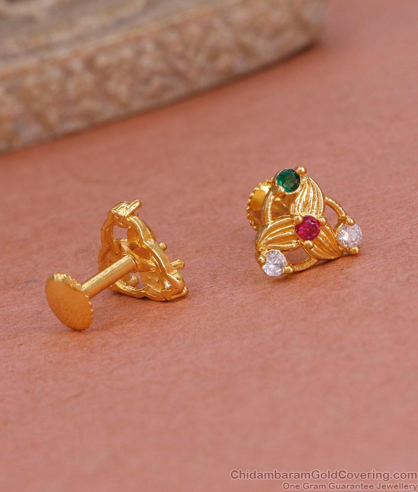 Buy Multi Stone Gold Plated Stud Earring For Women ER4909 Buy Multi Stone Gold Plated Stud Earring For Women ER4909