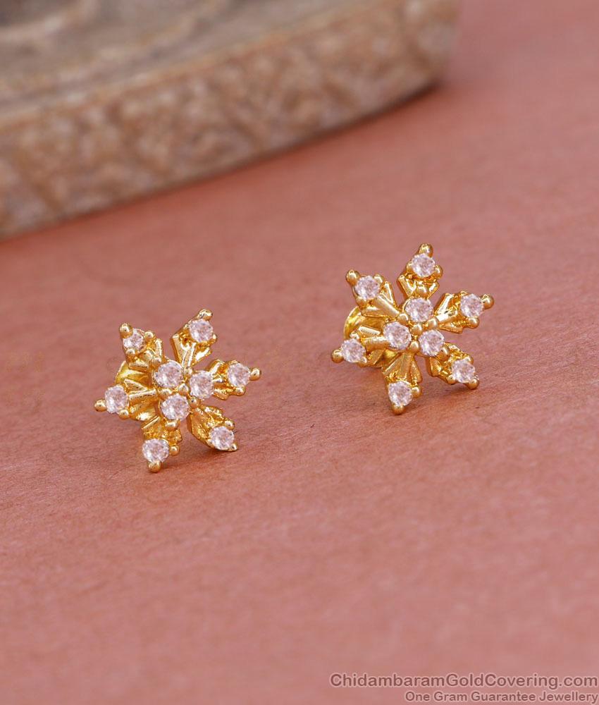 New Model Snow Flakes Design White Stone Stud Earring ER4911 New Model Snow Flakes Design White Stone Stud Earring ER4911