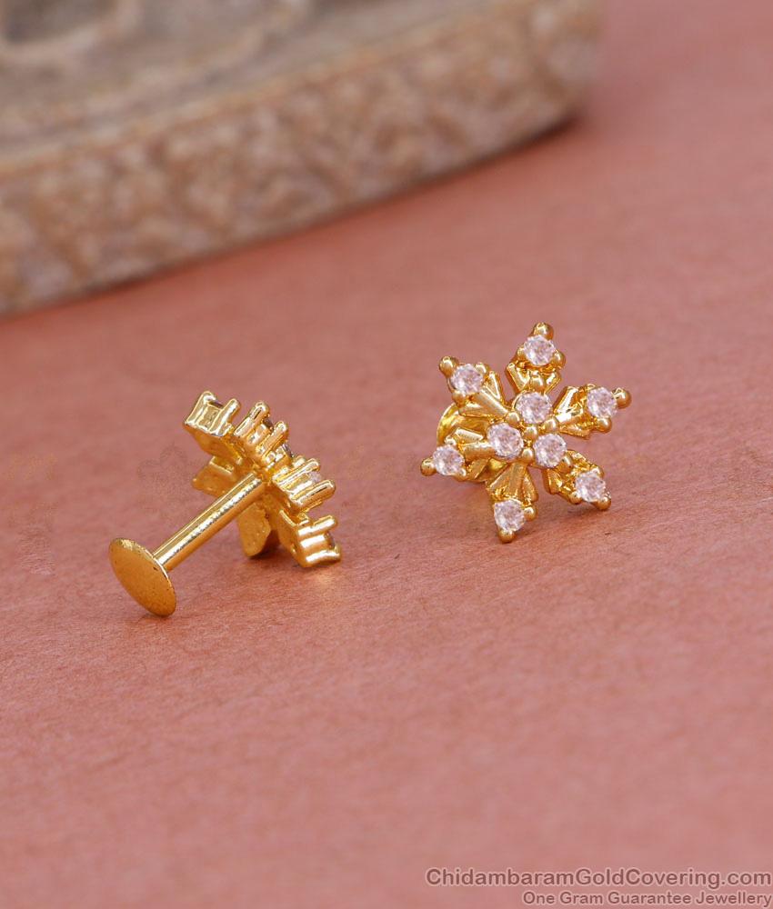 New Model Snow Flakes Design White Stone Stud Earring ER4911 New Model Snow Flakes Design White Stone Stud Earring ER4911