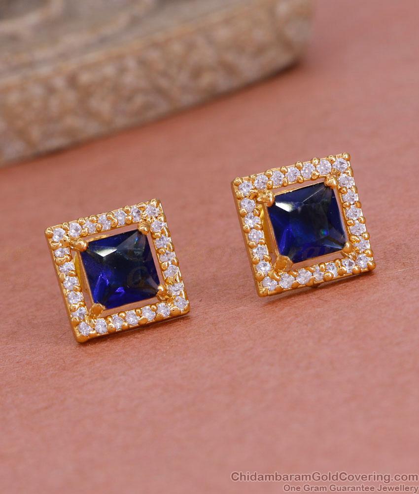 Premium Sapphire Blue Stone Gold Imitation Stud Earring ER4913 Premium Sapphire Blue Stone Gold Imitation Stud Earring ER4913