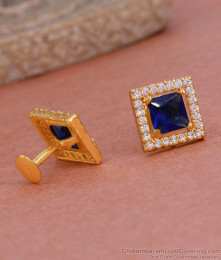 Premium Sapphire Blue Stone Gold Imitation Stud Earring ER4913