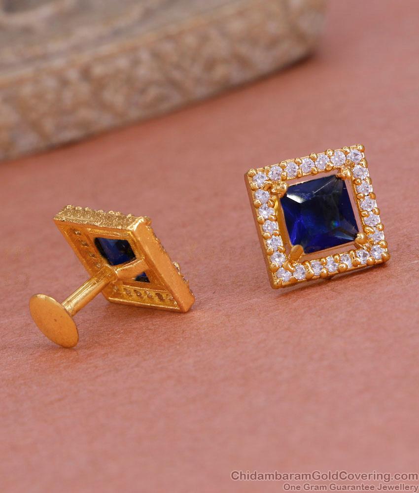 Premium Sapphire Blue Stone Gold Imitation Stud Earring ER4913 Premium Sapphire Blue Stone Gold Imitation Stud Earring ER4913
