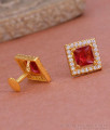 Trendy Big Ruby Stone Diamond Stud Earring Gold Finish ER4915 Trendy Big Ruby Stone Diamond Stud Earring Gold Finish ER4915
