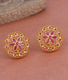 Traditional Gold Imitation Ruby Stone Stud Earring For Brides ER4917