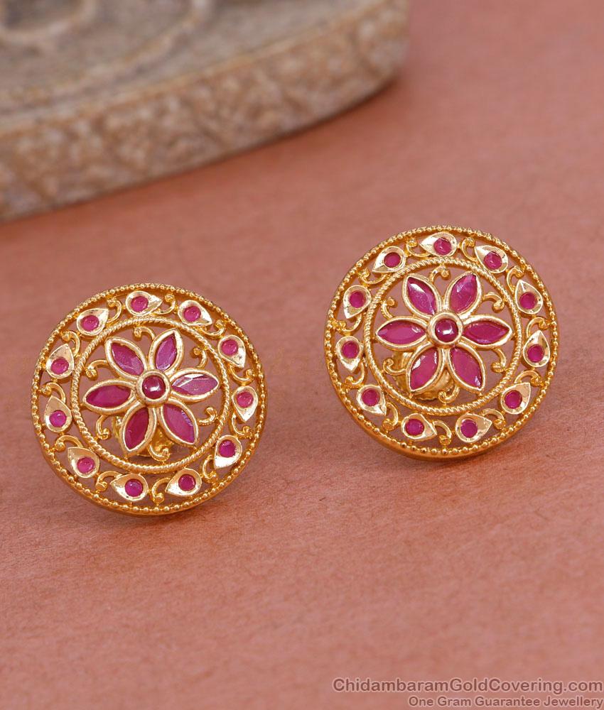Traditional Gold Imitation Ruby Stone Stud Earring For Brides ER4917 Traditional Gold Imitation Ruby Stone Stud Earring For Brides ER4917