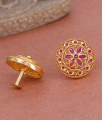 Traditional Gold Imitation Ruby Stone Stud Earring For Brides ER4917