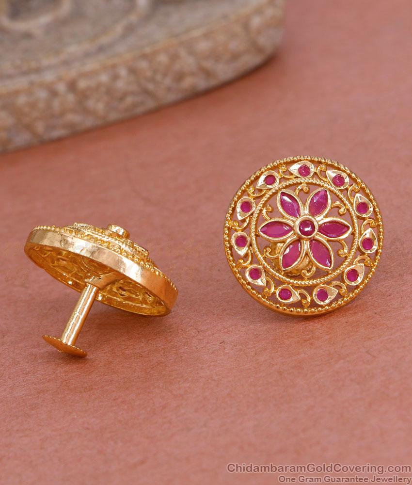 Traditional Gold Imitation Ruby Stone Stud Earring For Brides ER4917 Traditional Gold Imitation Ruby Stone Stud Earring For Brides ER4917