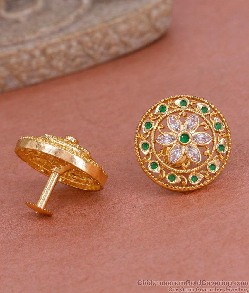 Premium Gold Look Emerald White Stone Diamond Earring For Marriage ER4918 Premium Gold Look Emerald White Stone Diamond Earring For Marriage ER4918