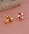 Flower Multi Stone Design 1 Gram Gold Stud Earring For Women ER4920 Flower Multi Stone Design 1 Gram Gold Stud Earring For Women ER4920