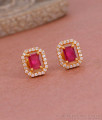 Attractive Square Shaped Diamond Stud Earring With Ruby Stone ER4931 Attractive Square Shaped Diamond Stud Earring With Ruby Stone ER4931
