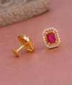 Attractive Square Shaped Diamond Stud Earring With Ruby Stone ER4931 Attractive Square Shaped Diamond Stud Earring With Ruby Stone ER4931
