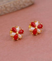 Red Coral Stone Gold Imitation Stud Earring Pearl Jewelry ER4932 Red Coral Stone Gold Imitation Stud Earring Pearl Jewelry ER4932