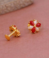 Red Coral Stone Gold Imitation Stud Earring Pearl Jewelry ER4932 Red Coral Stone Gold Imitation Stud Earring Pearl Jewelry ER4932