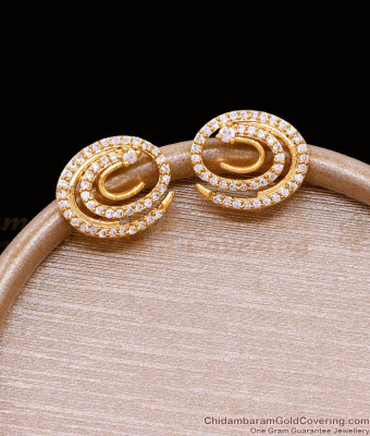 Latest White Diamond Fancy Gold Stud Earring Design Online ER4944