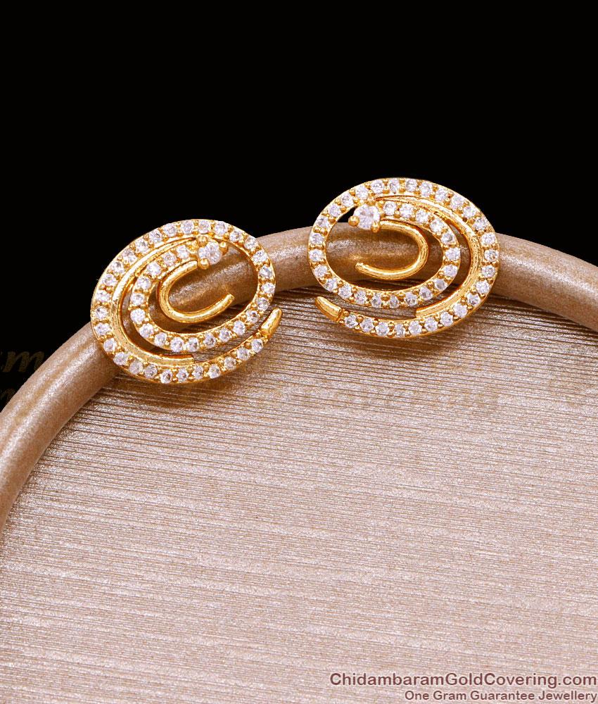 Latest White Diamond Fancy Gold Stud Earring Design Online ER4944 Latest White Diamond Fancy Gold Stud Earring Design Online ER4944