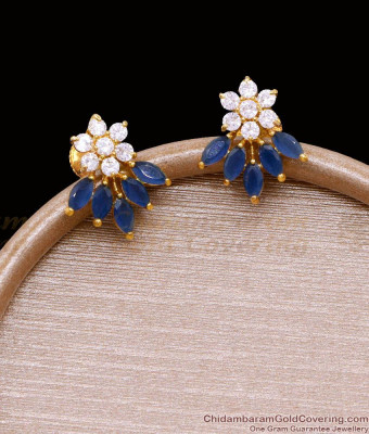 New Arrival Floral Design Sapphire Stone Stud Earring For Women ER4945