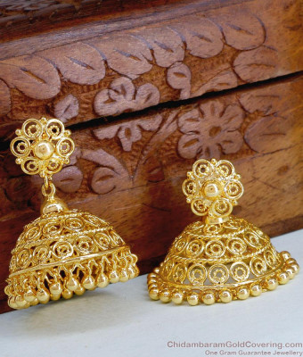 Grand Bridal Look Gold Plated Big Jhumkas For Marriage ER4958